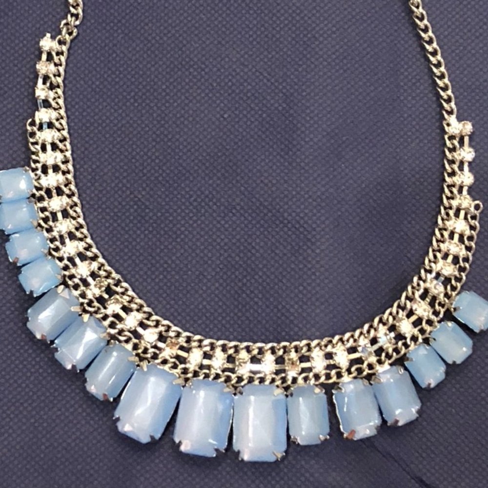 Preppy necklace Blue and Silvertone